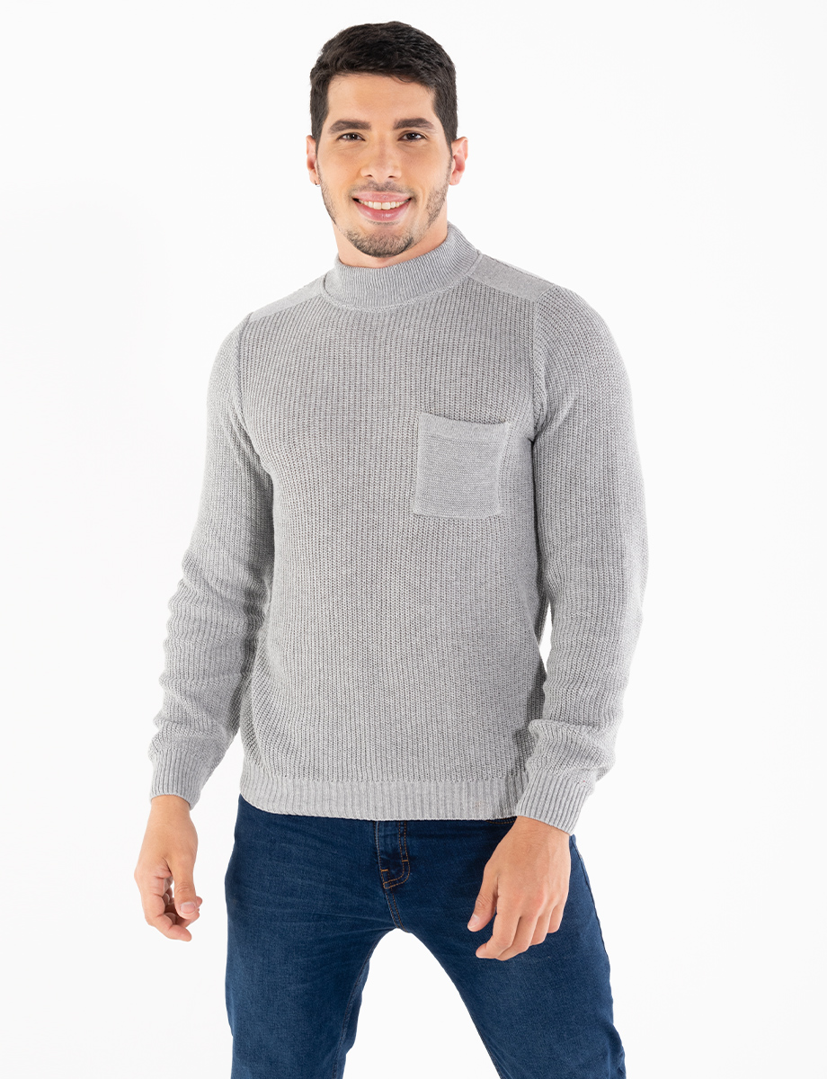Sweater con bolsillo gris claro