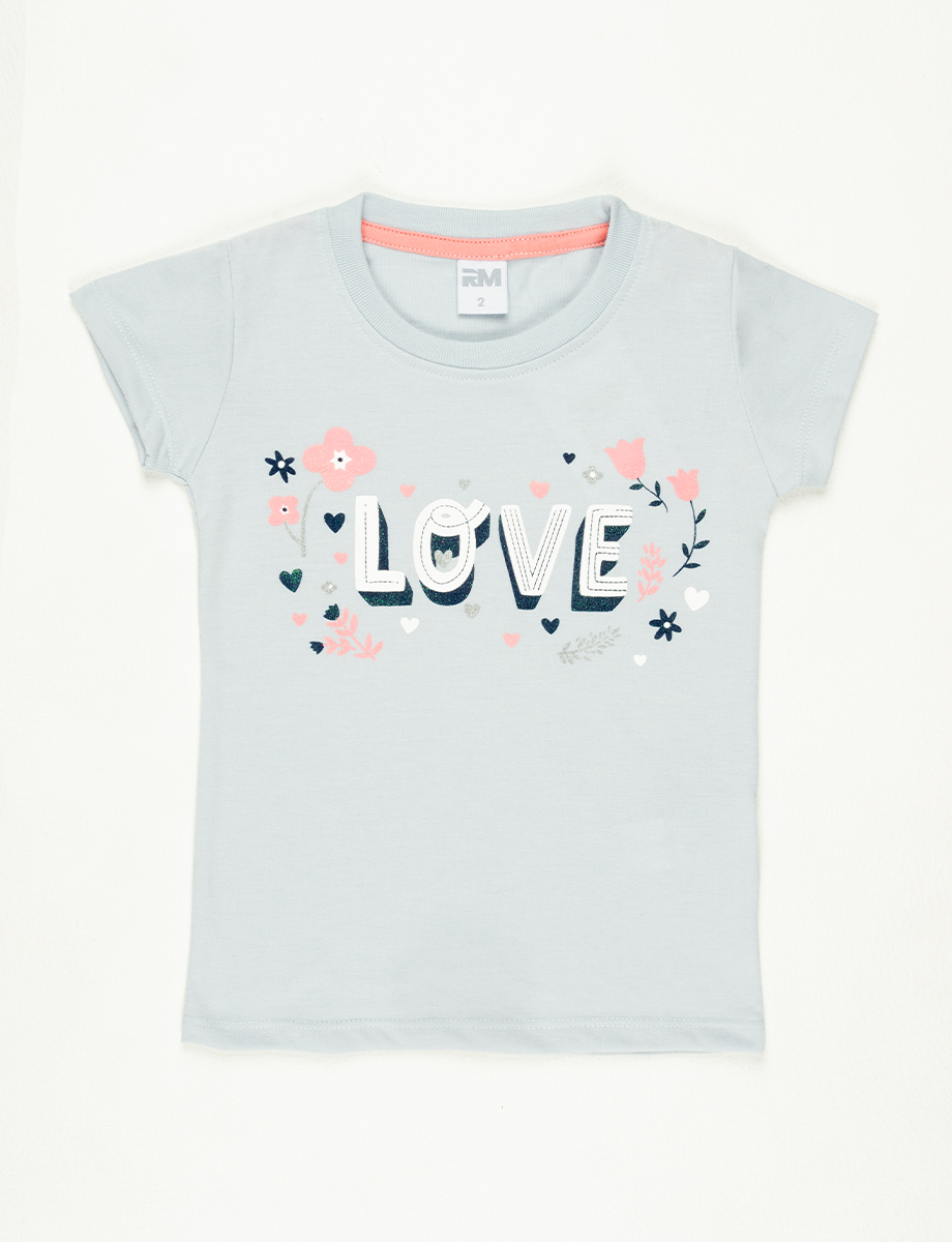 Camiseta Love celeste
