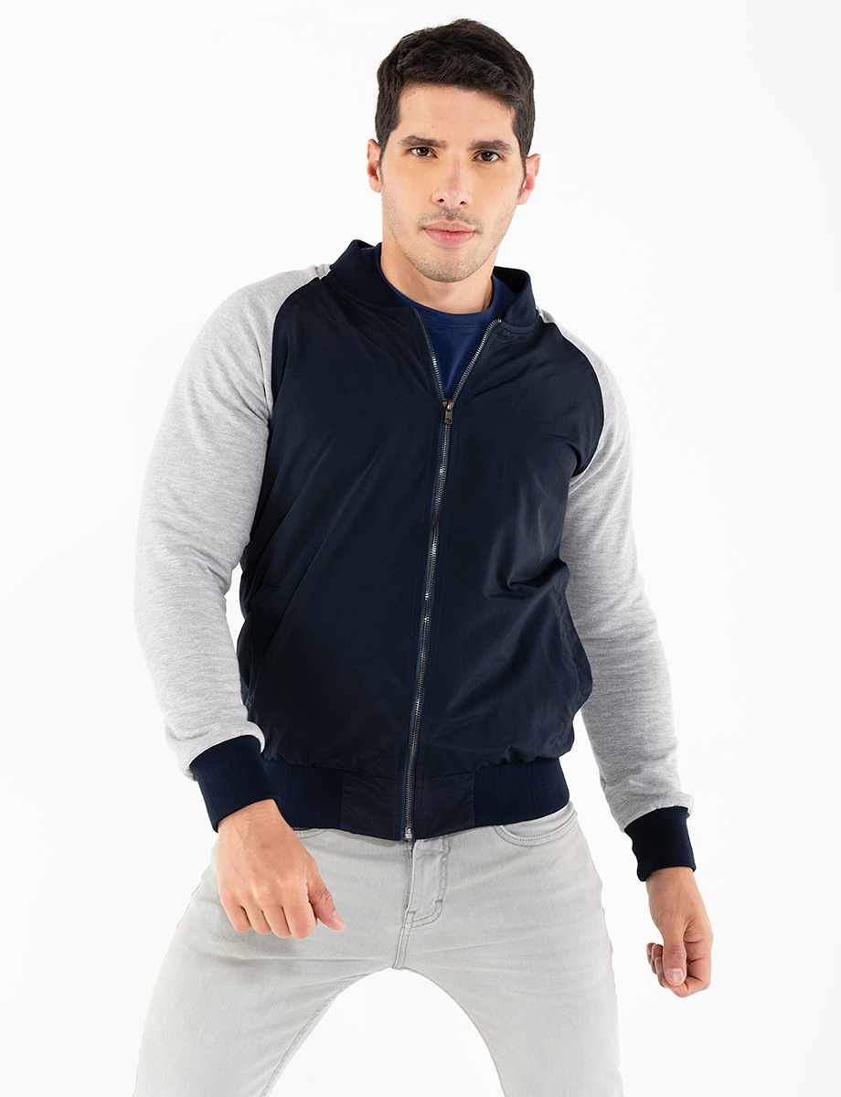 Chaqueta combinada azul-gris