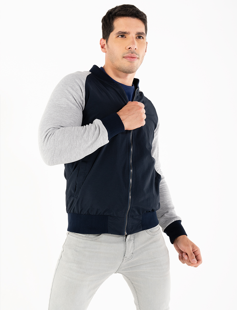 Chaqueta combinada azul-gris