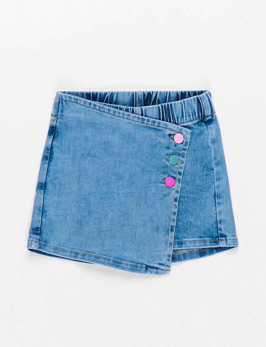 Falda Short jean esc botones