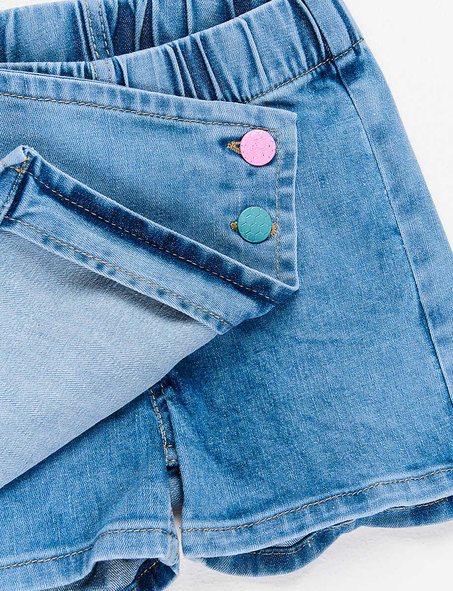 Falda Short jean esc botones
