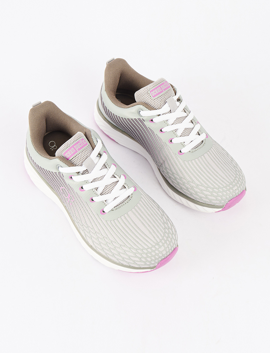 Sneaker con Cordones Gris/Lila OP