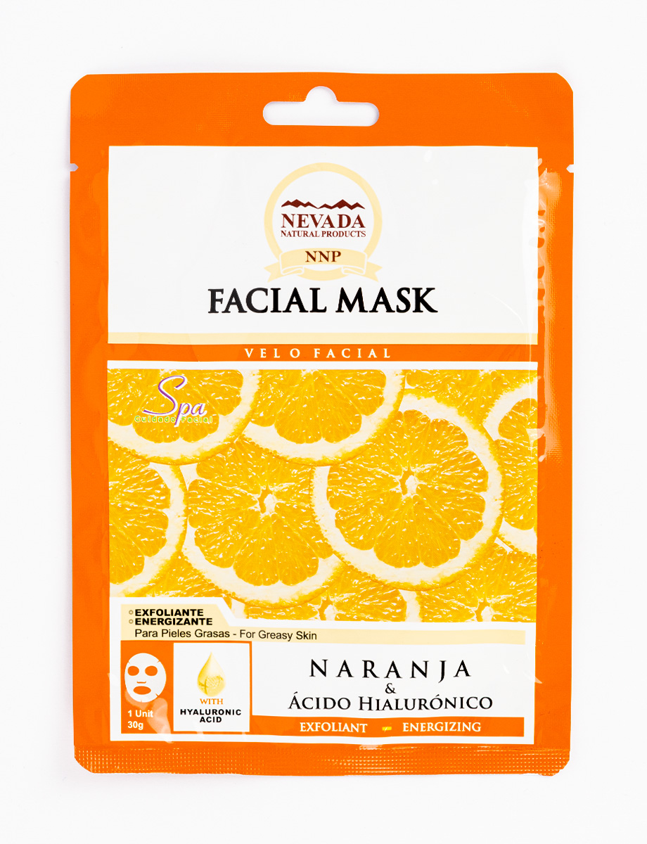 Mascarilla facial naranja & ácido hialurónico
