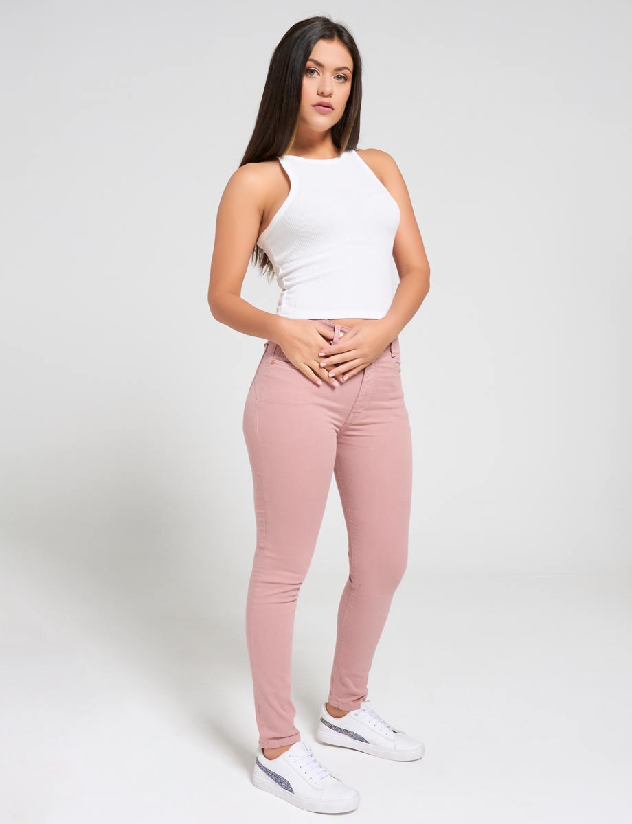 Pantalón basta tubo palo de rosa