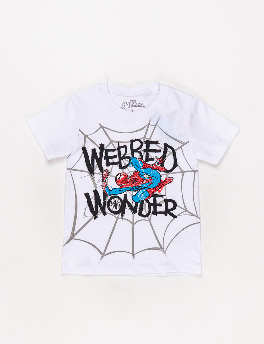 Camiseta Pre Estampado Spiderman Blanca