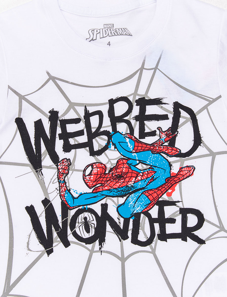 Camiseta Pre Estampado Spiderman Blanca