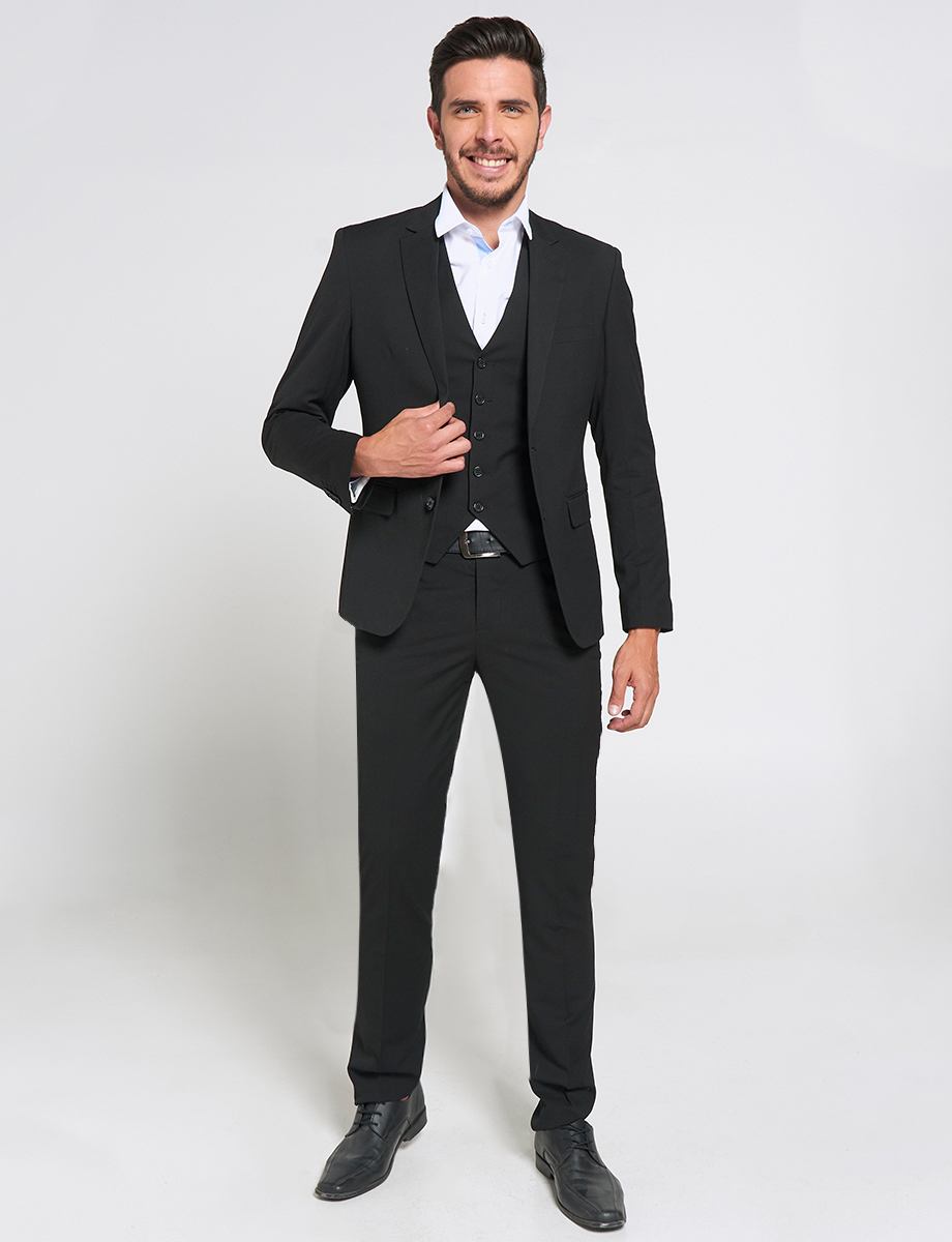 Terno Slim con Chaleco Unicolor