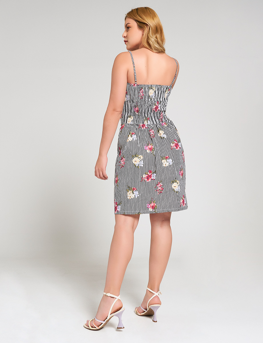 Vestido a rayas Estampado flores