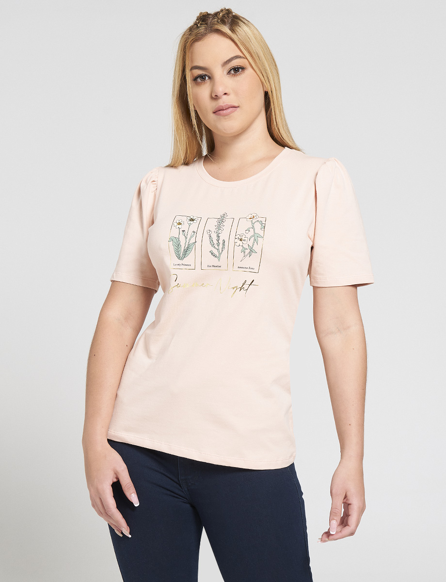 Camiseta Flores Palo de Rosa