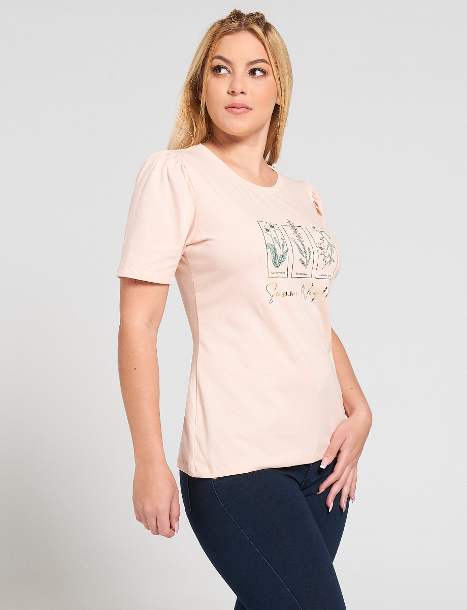 Camiseta Flores Palo de Rosa