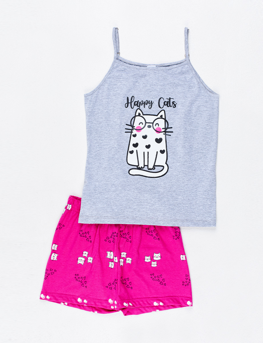 Pijama Top + Short Cats