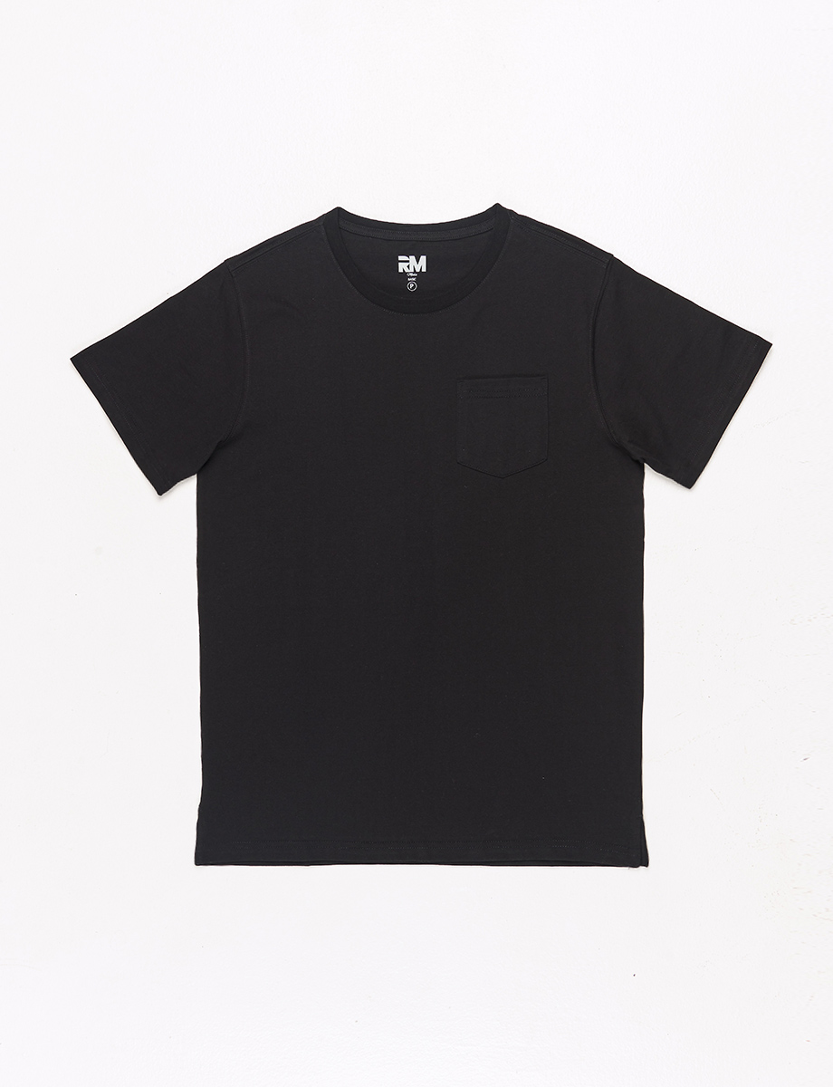 Camiseta Básica Negra con Bolsillo