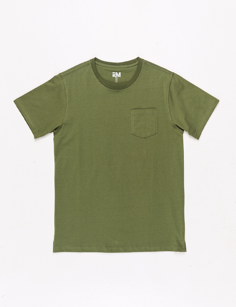 Camiseta Básica Verde con Bolsillo