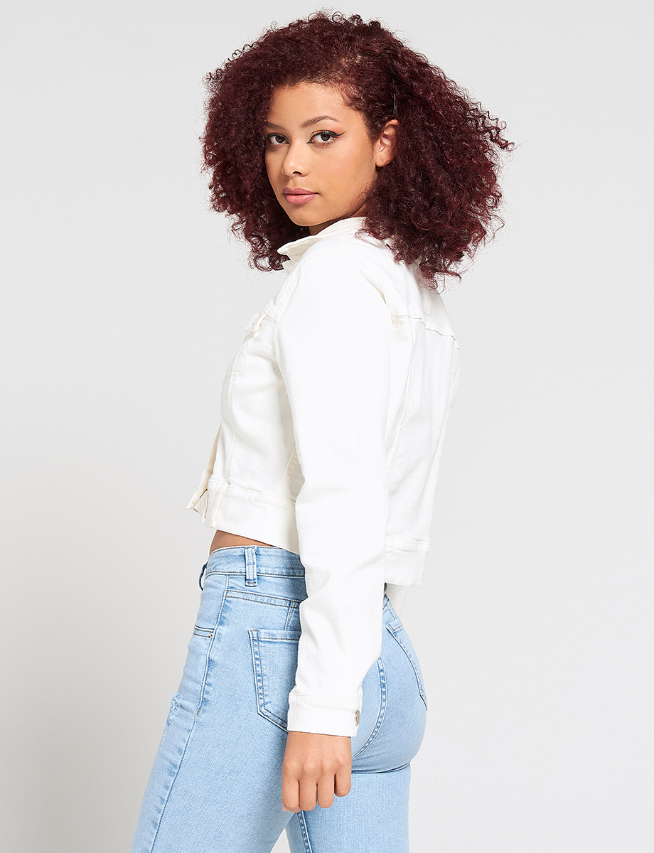 Chaqueta Crop botones Unicolor