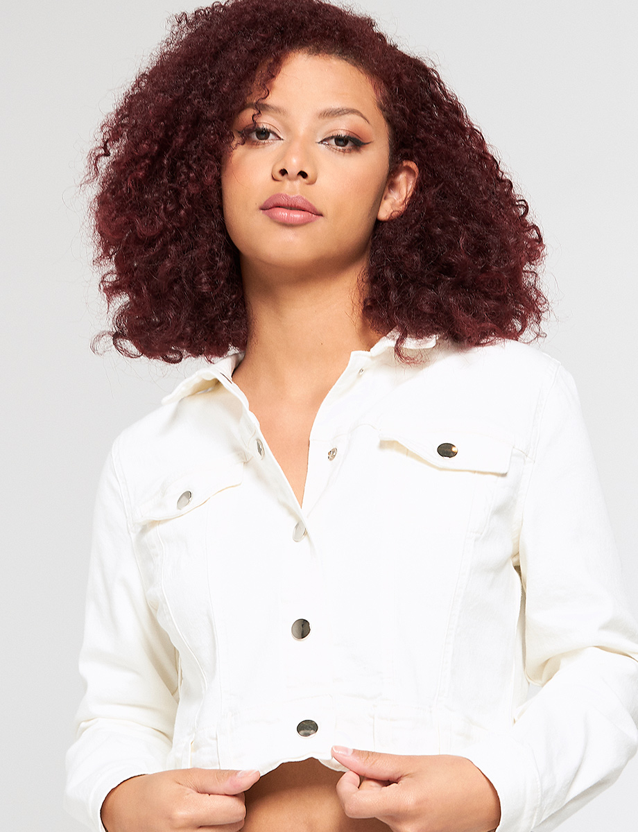 Chaqueta Crop botones Unicolor