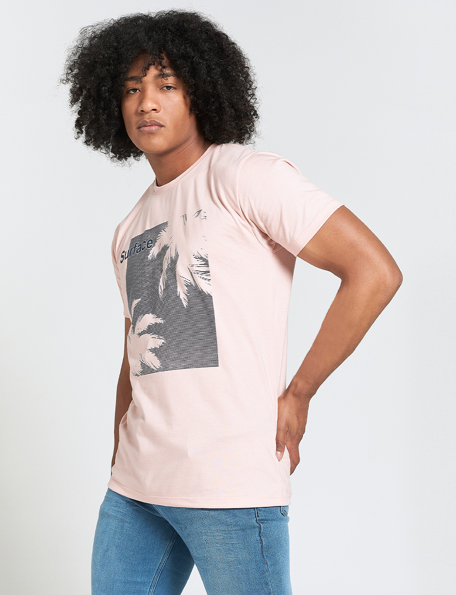 Camiseta Palmeras Rosado Medio