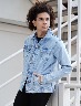 Chaqueta denim con Botones azul claro