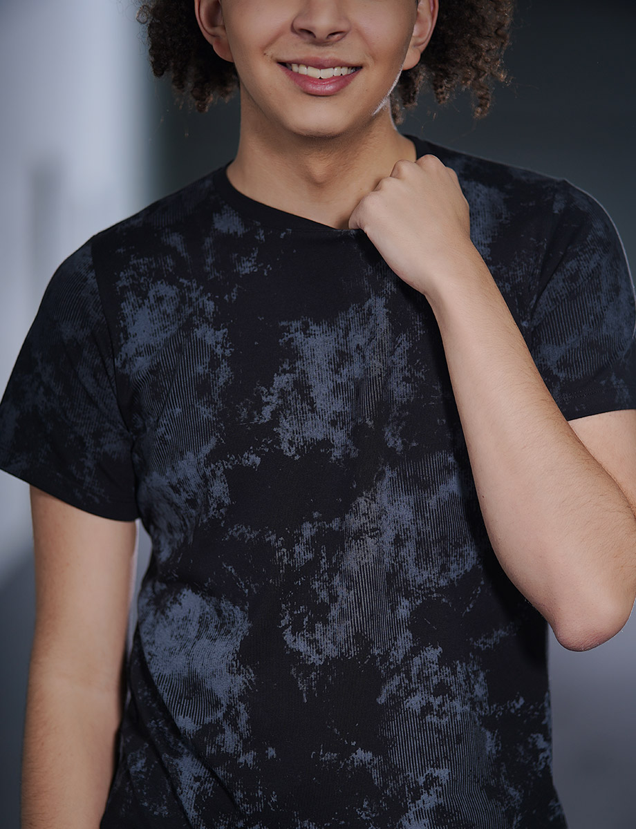 Camiseta Tie-dye Negro/Gris