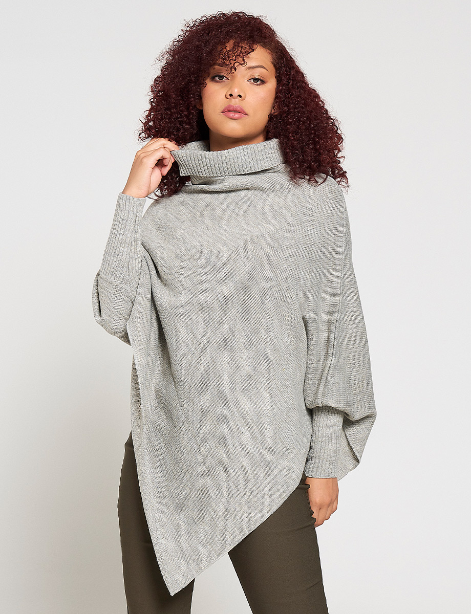 Poncho Cuello Alto con Doblez Unicolor