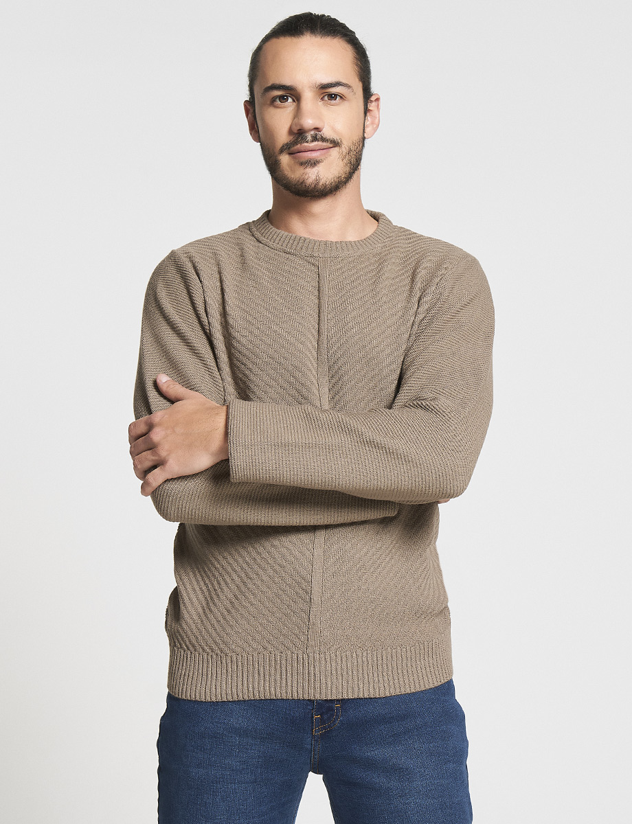 Sweater tejido Líneas Café claro