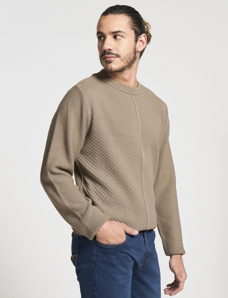 Sweater tejido Líneas Café claro