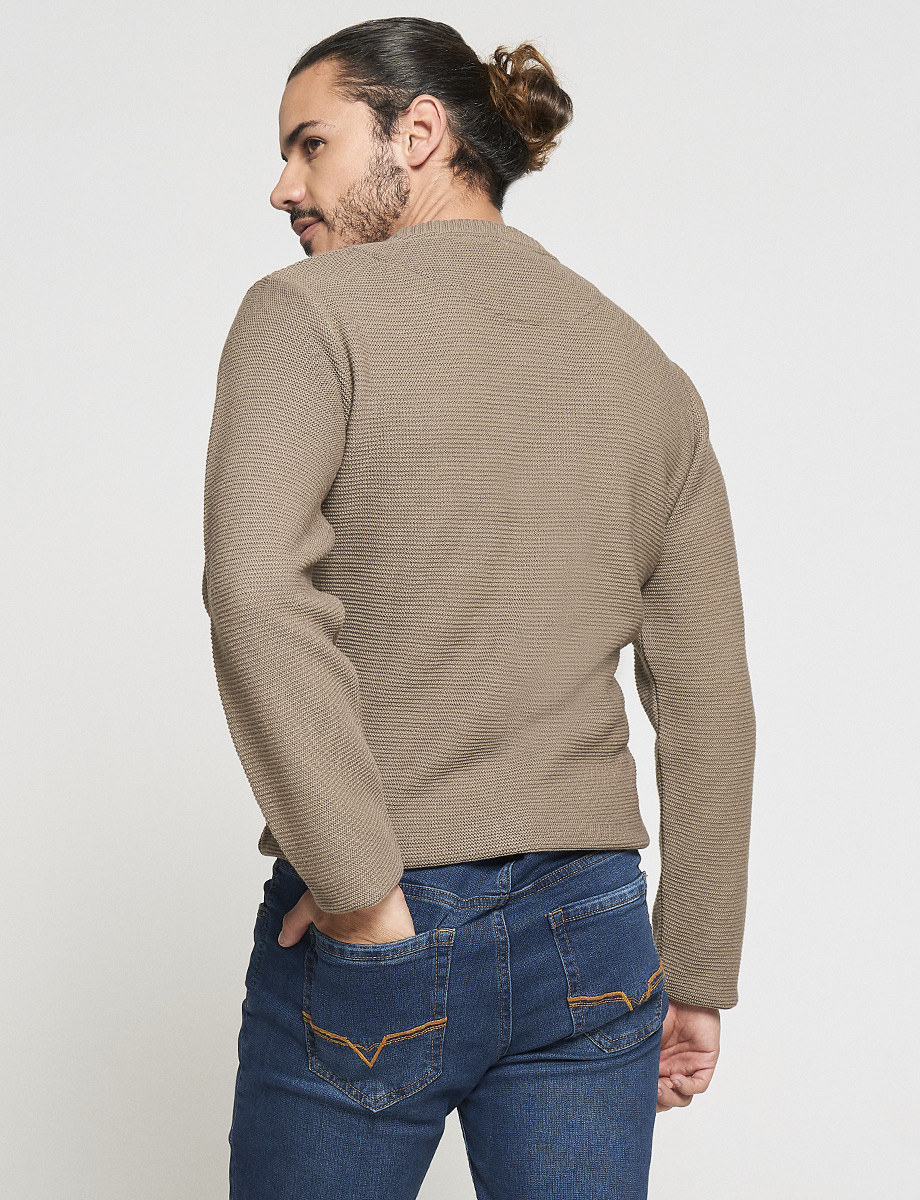 Sweater tejido Líneas Café claro
