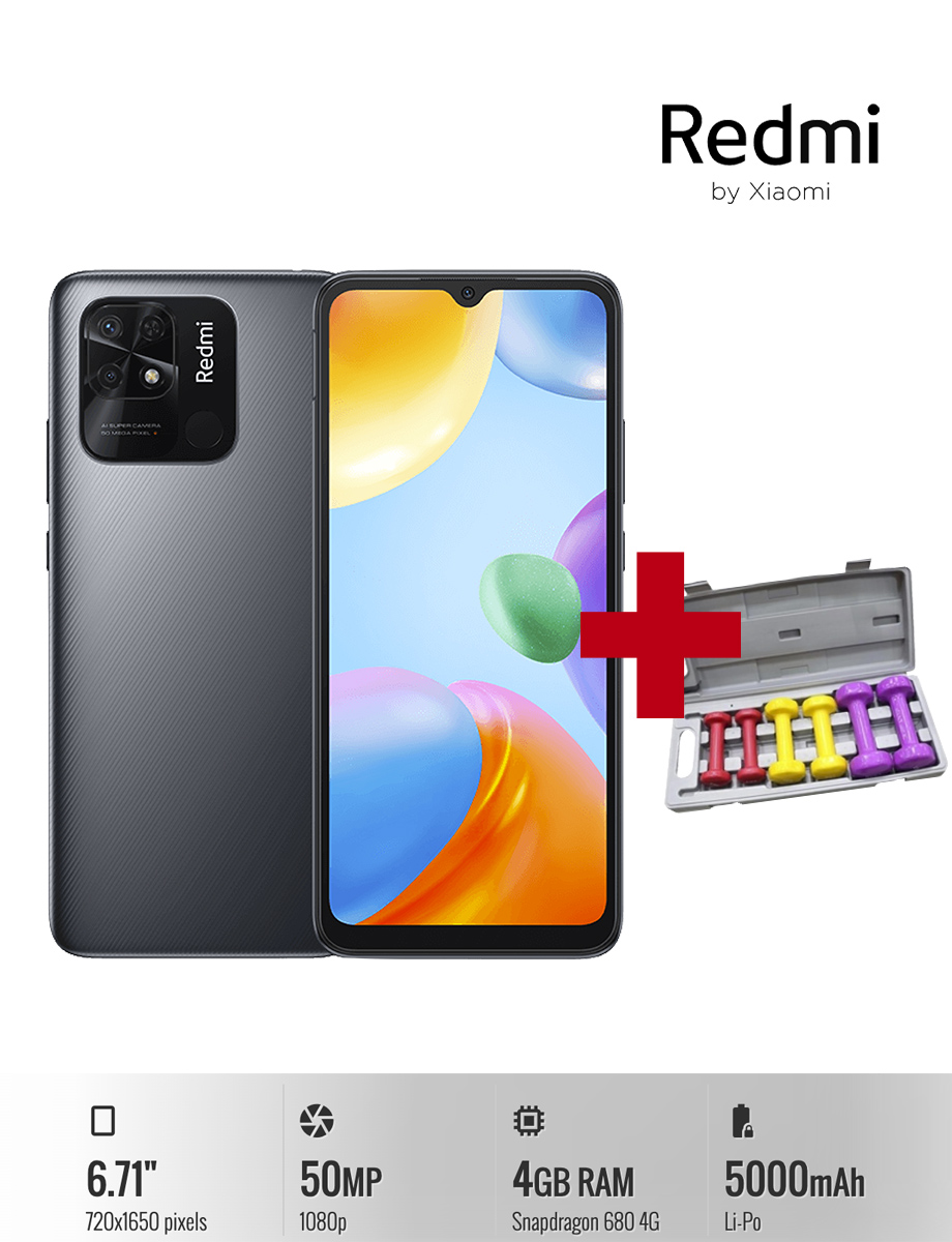Combo Xiaomi Redmi 10C Gris + Kit 6 Mancuernas