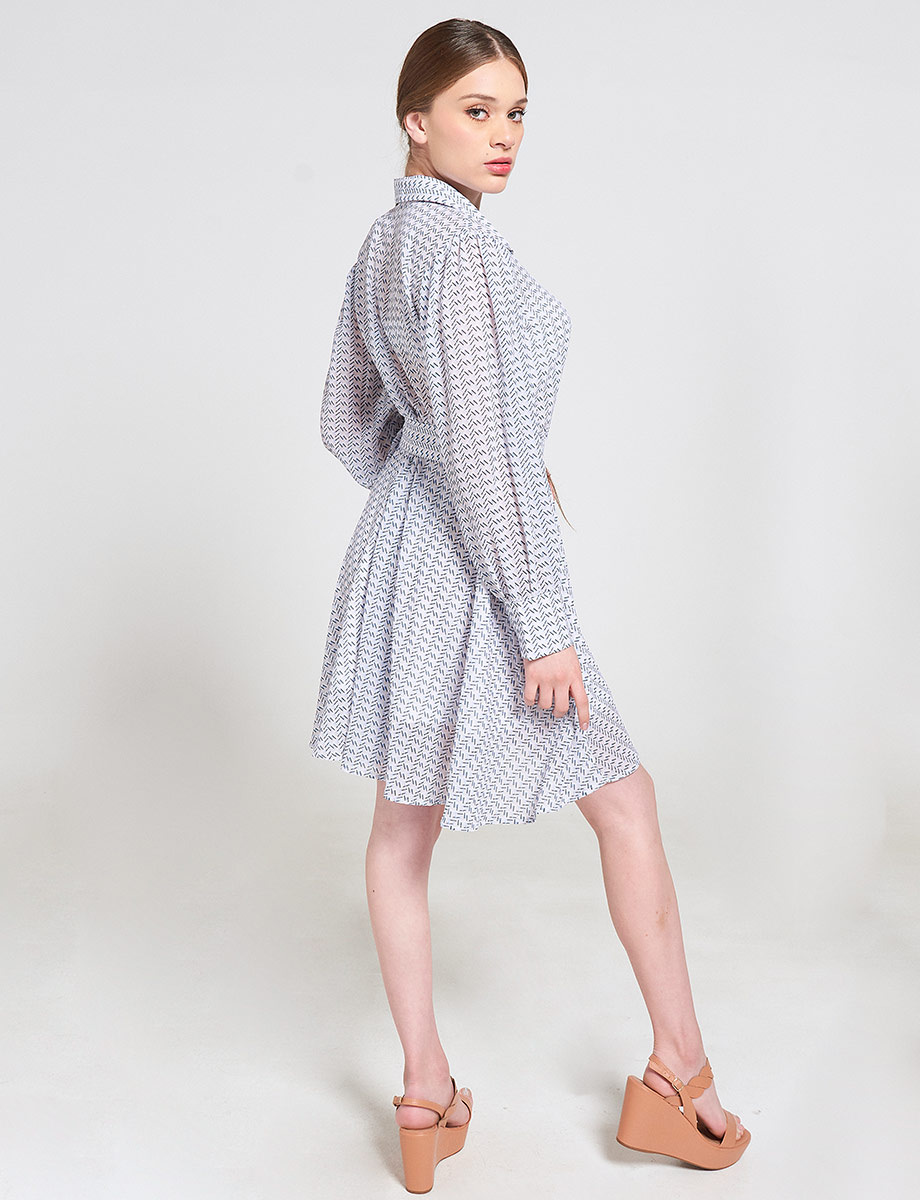 Vestido Estampado Manga Larga