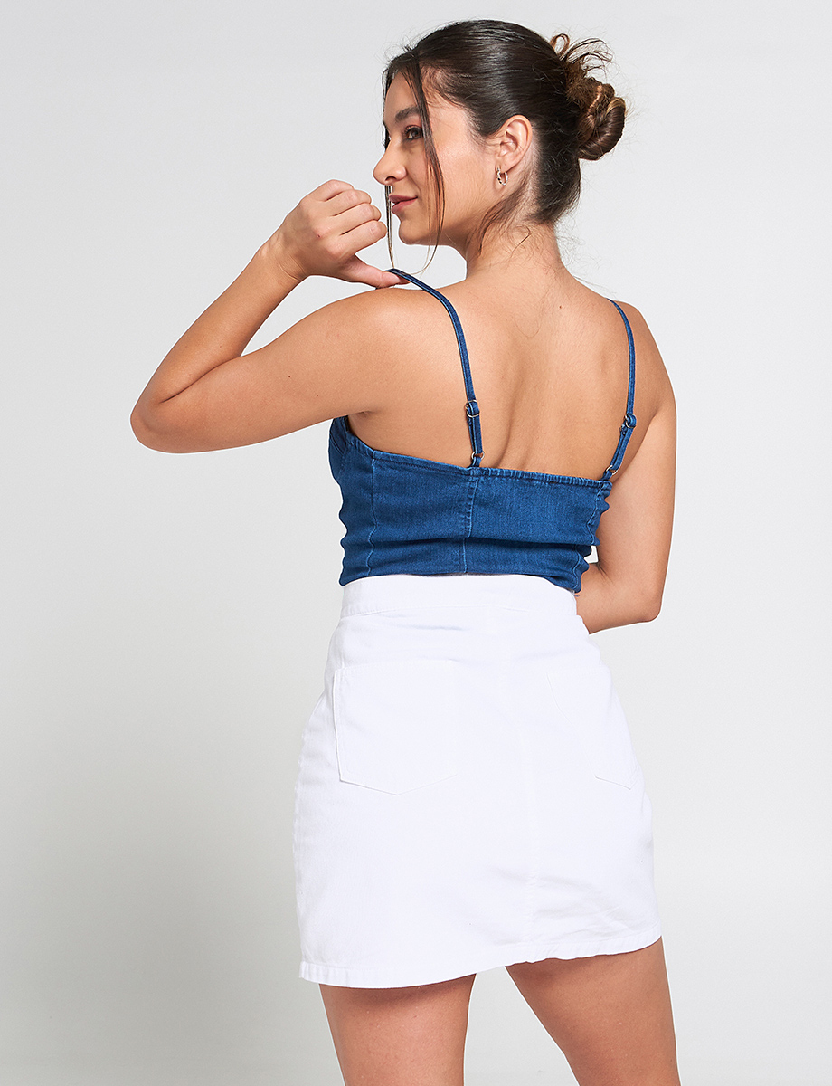 Body Denim con Cierre Azul Medio