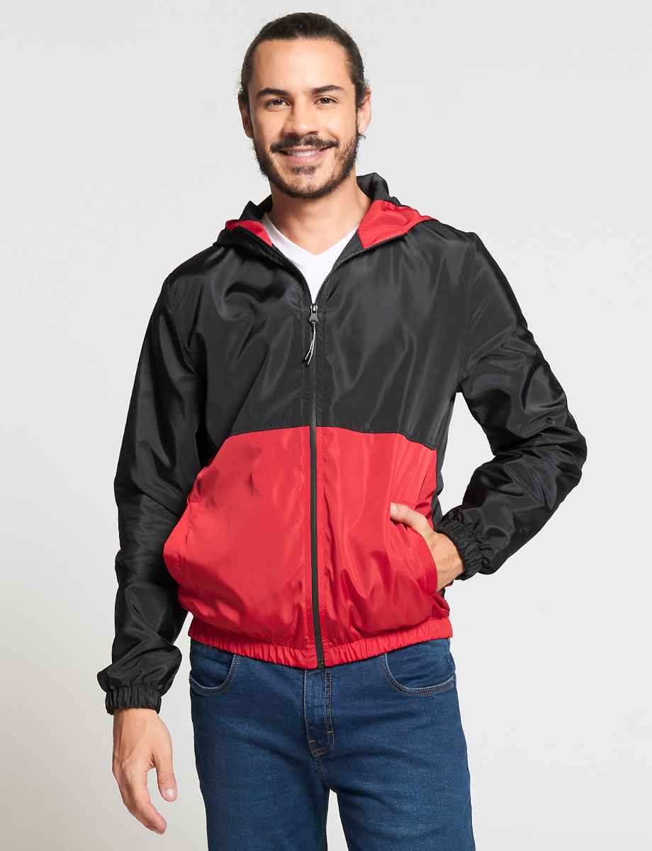 Chompa Combinada rojo/negro Nylon