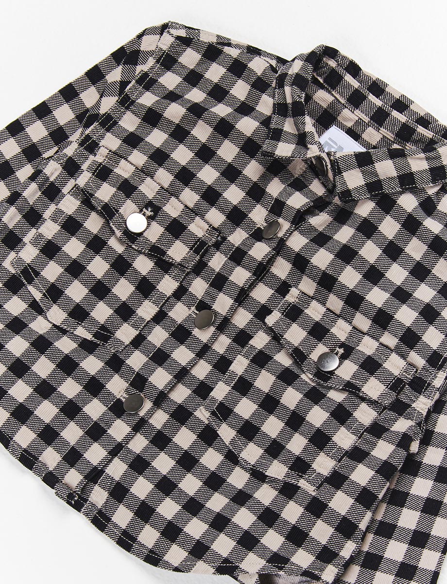 Blusa Camisera pre Corta a Cuadros