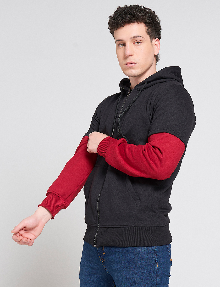 Chompa Fleece Negro/Rojo