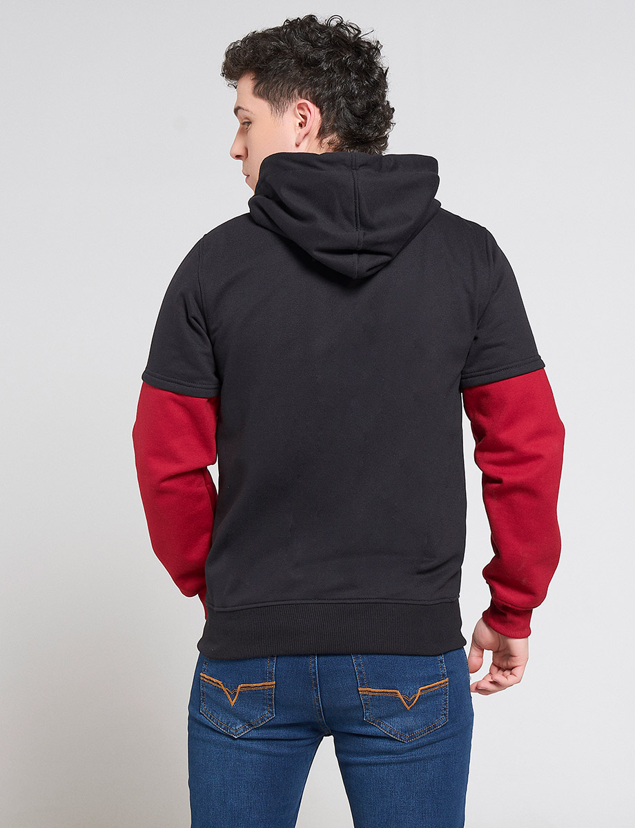 Chompa Fleece Negro/Rojo