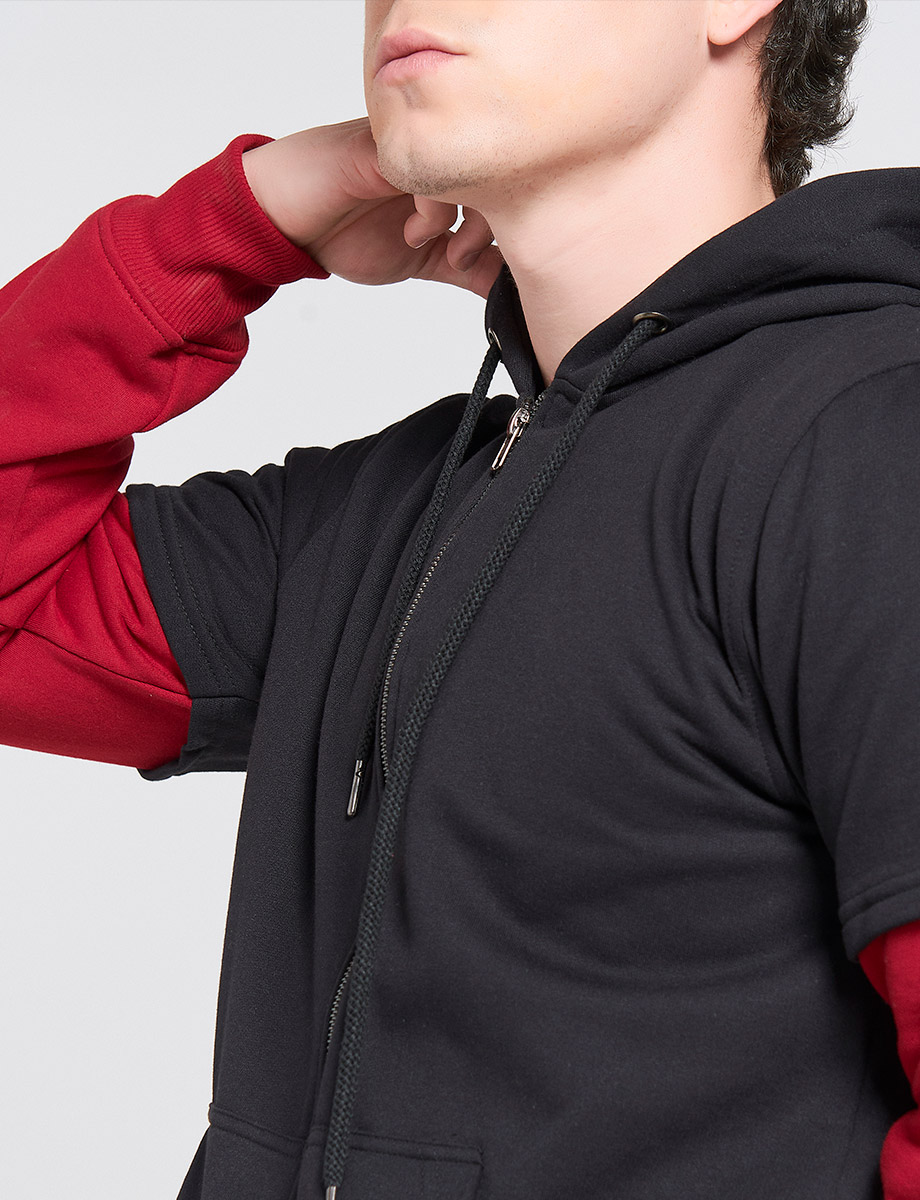 Chompa Fleece Negro/Rojo