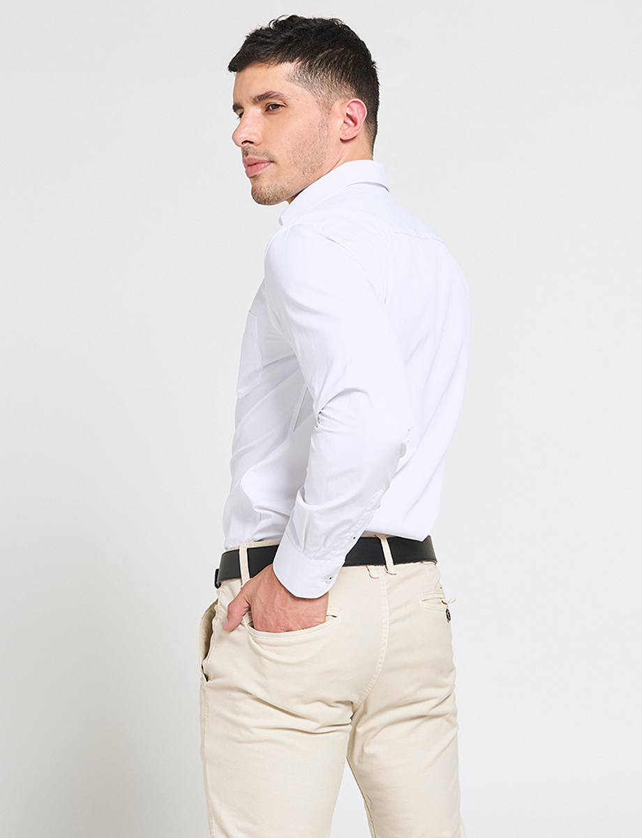Camisa Llana Unicolor Manga Larga