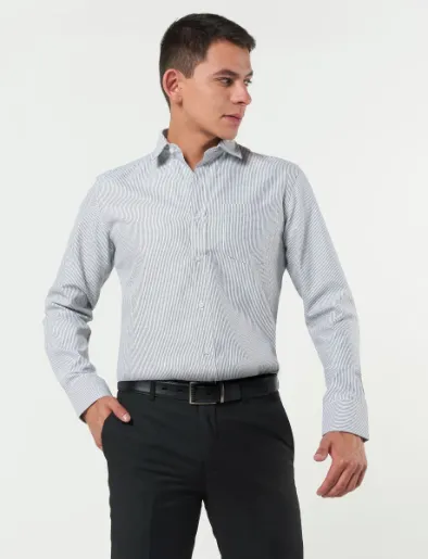 Camisa Líneas Blanco/Gris