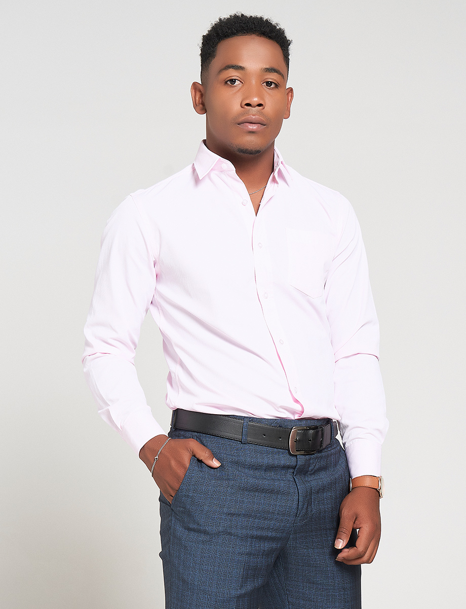 Camisa llana Manga larga Rosado bajo