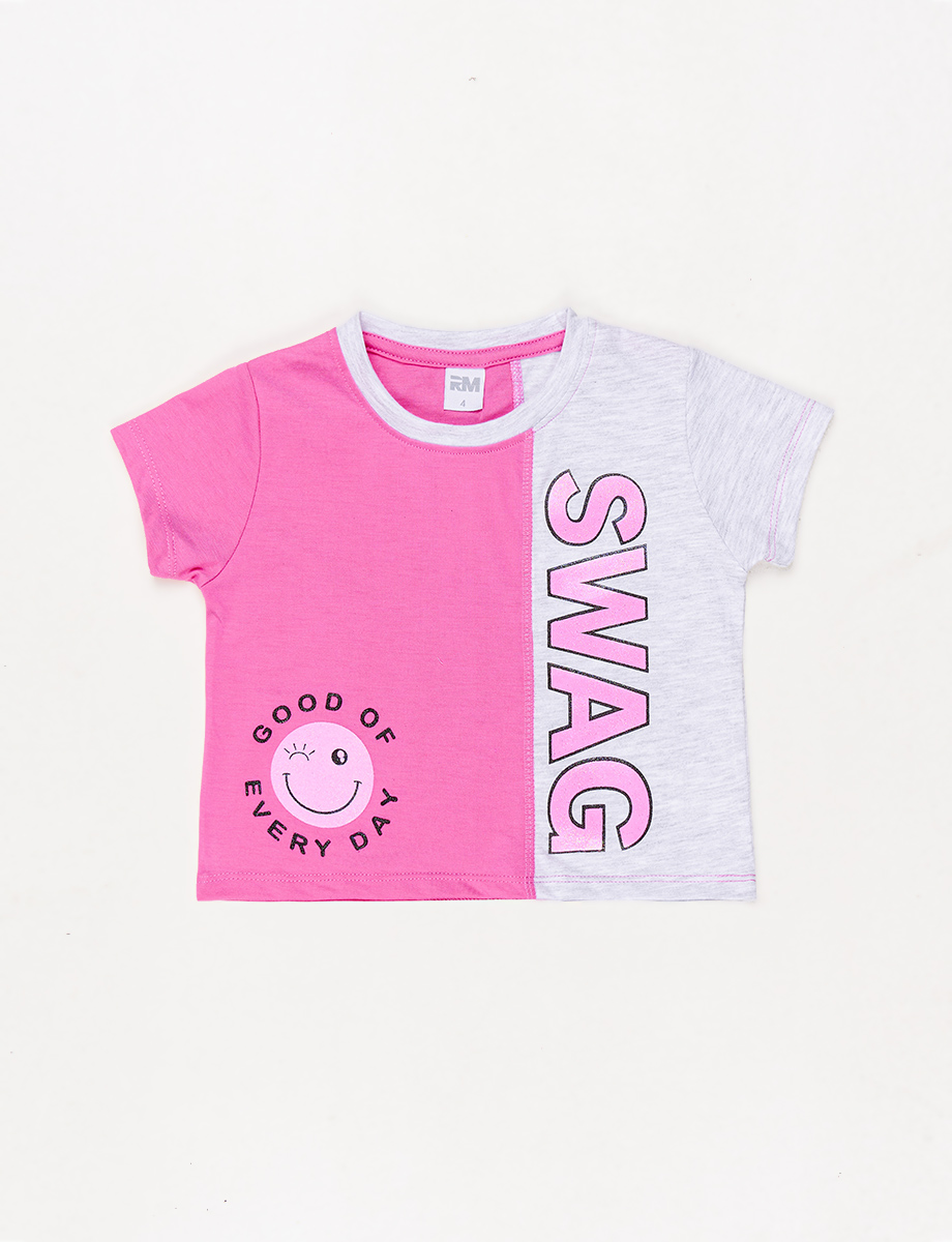 Camiseta pre Crop Bicolor Swag