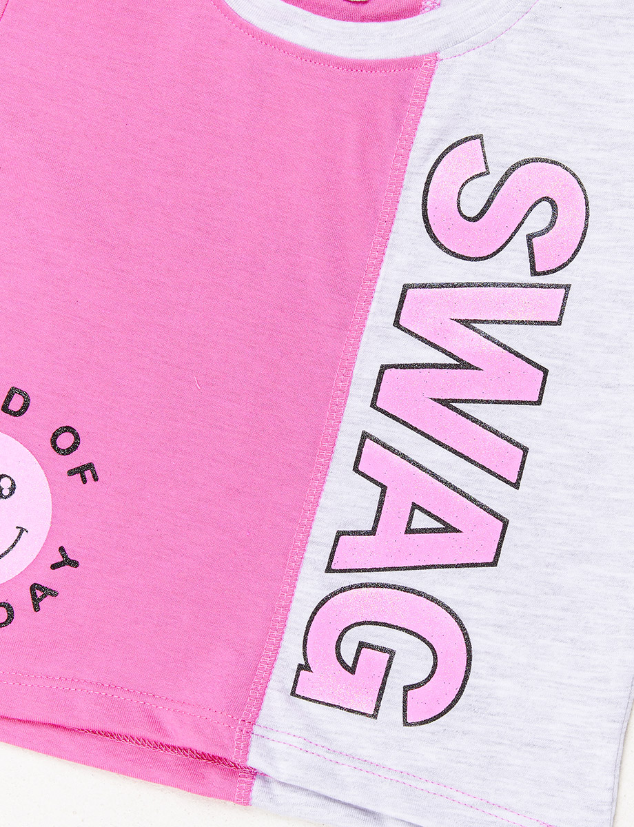 Camiseta pre Crop Bicolor Swag