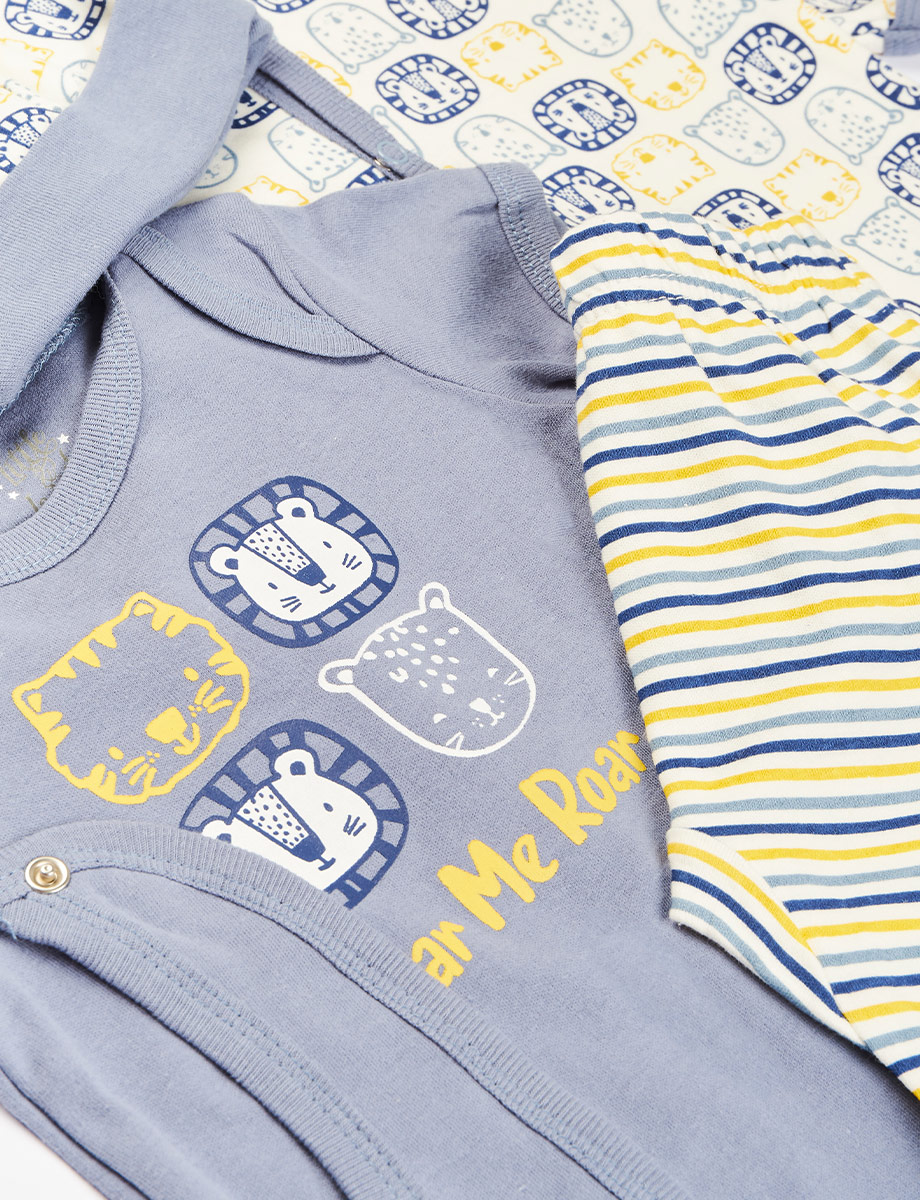 Set x5 Piezas León Gris/Amarillo