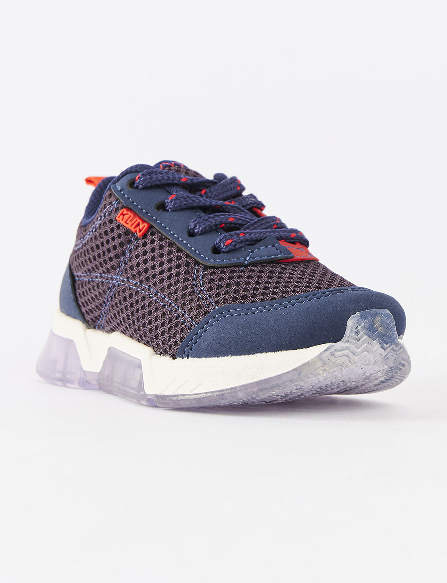 Sneaker Azul/Naranja con Cordones