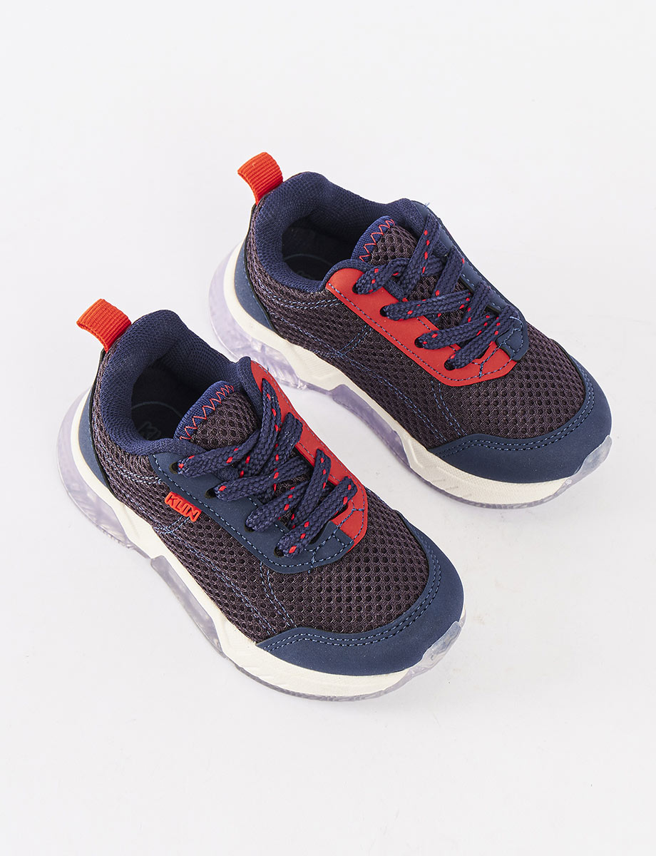 Sneaker Azul/Naranja con Cordones