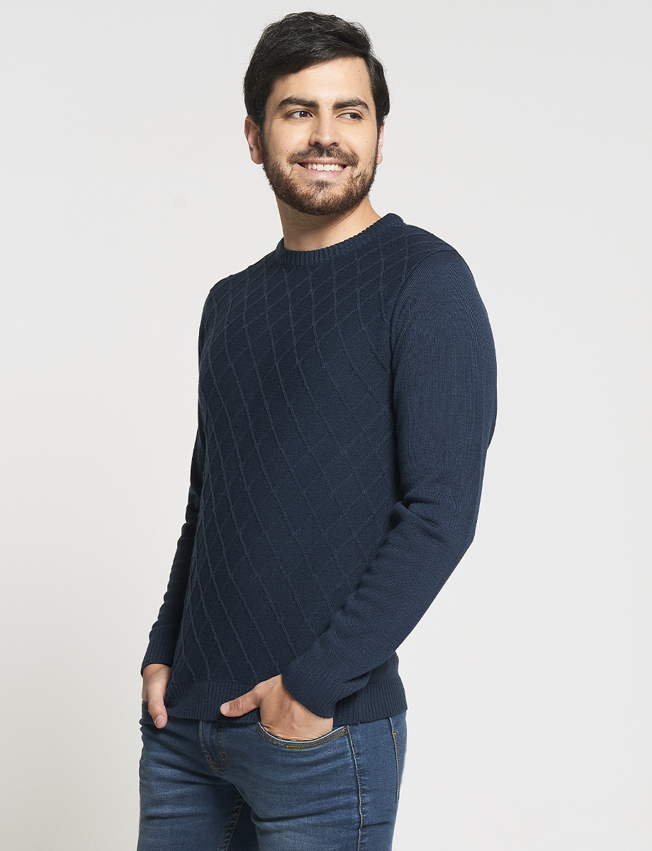 Sweater Textura Rombos Azul marino