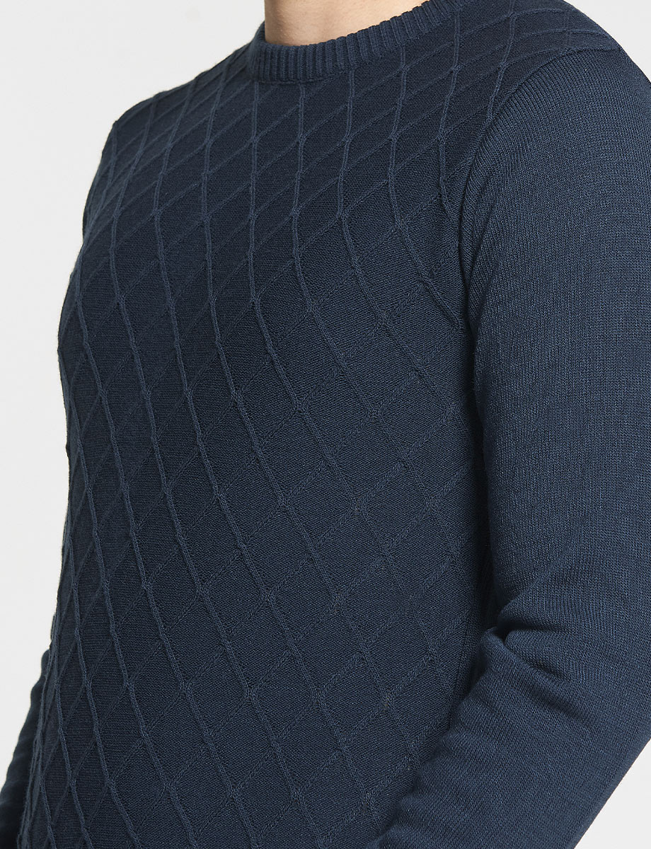 Sweater Textura Rombos Azul marino