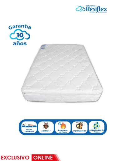 Colchón Superflex Antiácaro 1 ½ Plazas Pillow Top | Resiflex