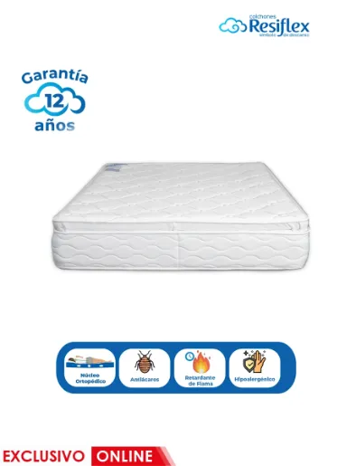 Colchón Superflex Antiácaro 2 Plazas Pillow Top | Resiflex