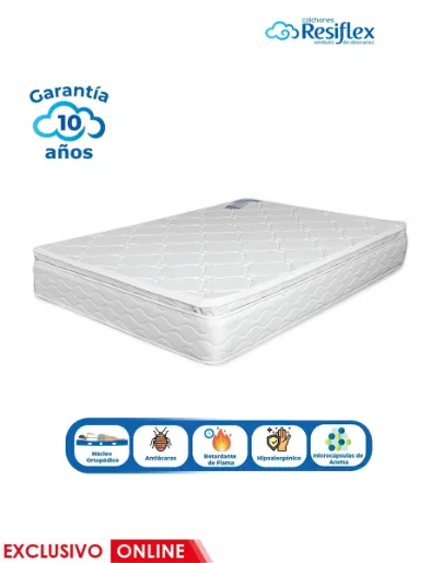 Colchón Superflex Antiácaro 2 ½ plazas Pillow Top | Resiflex