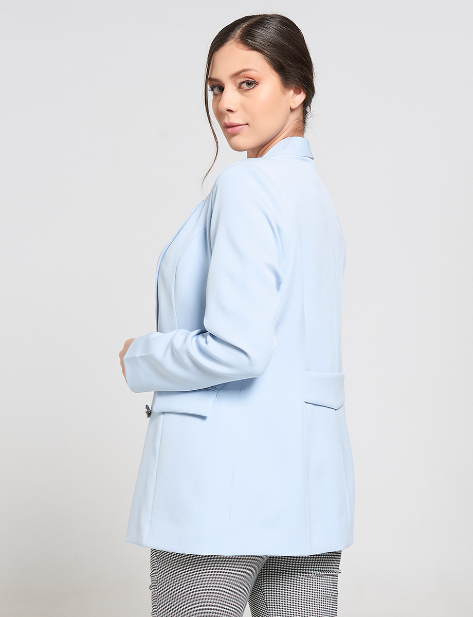 Blazer Largo con Botones Celeste