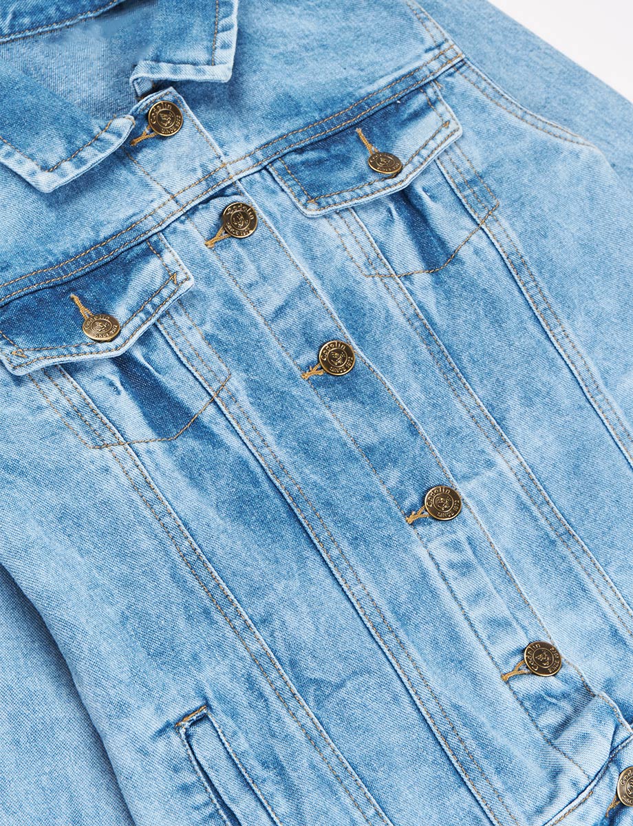 Chaqueta Denim con Desgastes Azul claro